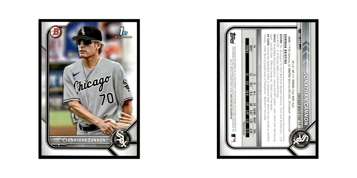Jonathan Cannon 2022 Bowman Draft #BD-180 Chicago White Sox Baseball Card NM