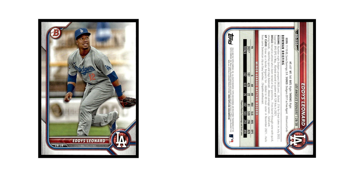 Eddys Leonard 2022 Bowman Draft #BD-150 Los Angeles Dodgers Baseball Card NM