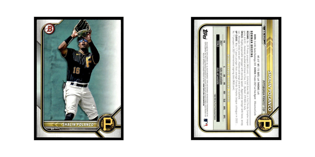 Shalin Polanco 2022 Bowman Draft #BD-162 Pittsburgh Pirates Baseball Card NM