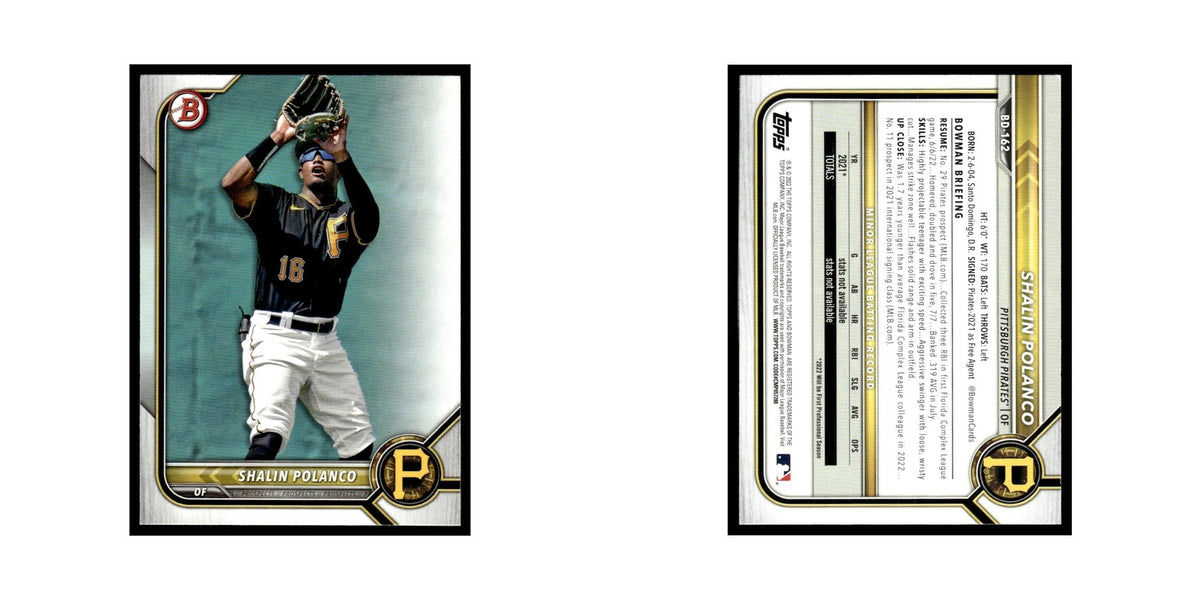 Shalin Polanco 2022 Bowman Draft #BD-162 Pittsburgh Pirates Baseball Card NM