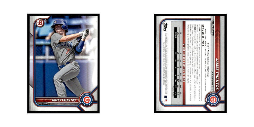 James Triantos 2022 Bowman Draft #BD-166 Chicago Cubs Baseball Card NM