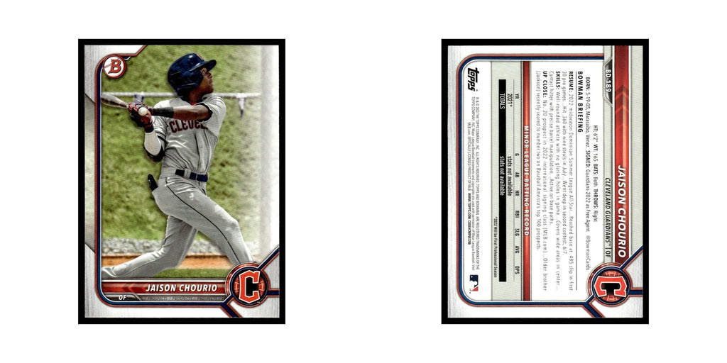 Jaison Chourio 2022 Bowman Draft #BD-189 Cleveland Guardians Baseball Card NM