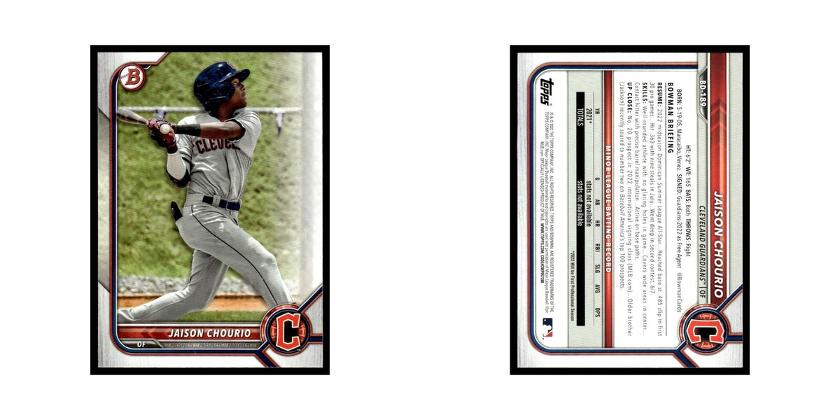Jaison Chourio 2022 Bowman Draft #BD-189 Cleveland Guardians Baseball Card NM