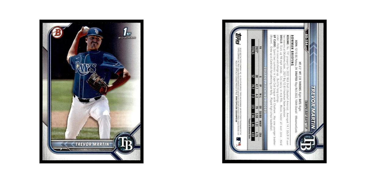 Trevor Martin 2022 Bowman Draft #BD-184 Tampa Bay Rays Baseball Card NM