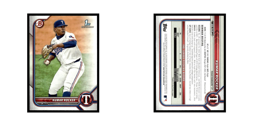 Kumar Rocker 2022 Bowman Draft #BD-164 Texas Rangers Baseball Card NM