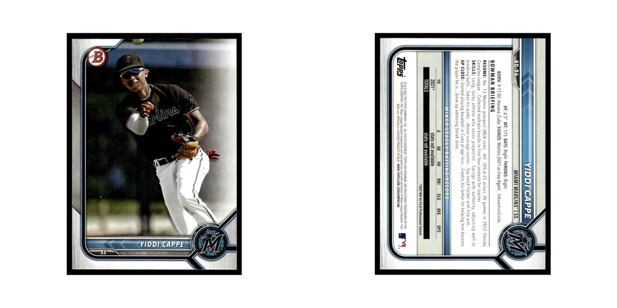 Yiddi Cappe 2022 Bowman Draft #BD-96 Miami Marlins Baseball Card NM