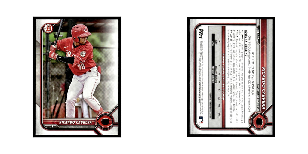 Ricardo Cabrera 2022 Bowman Draft #BD-139 Cincinnati Reds Baseball Card NM