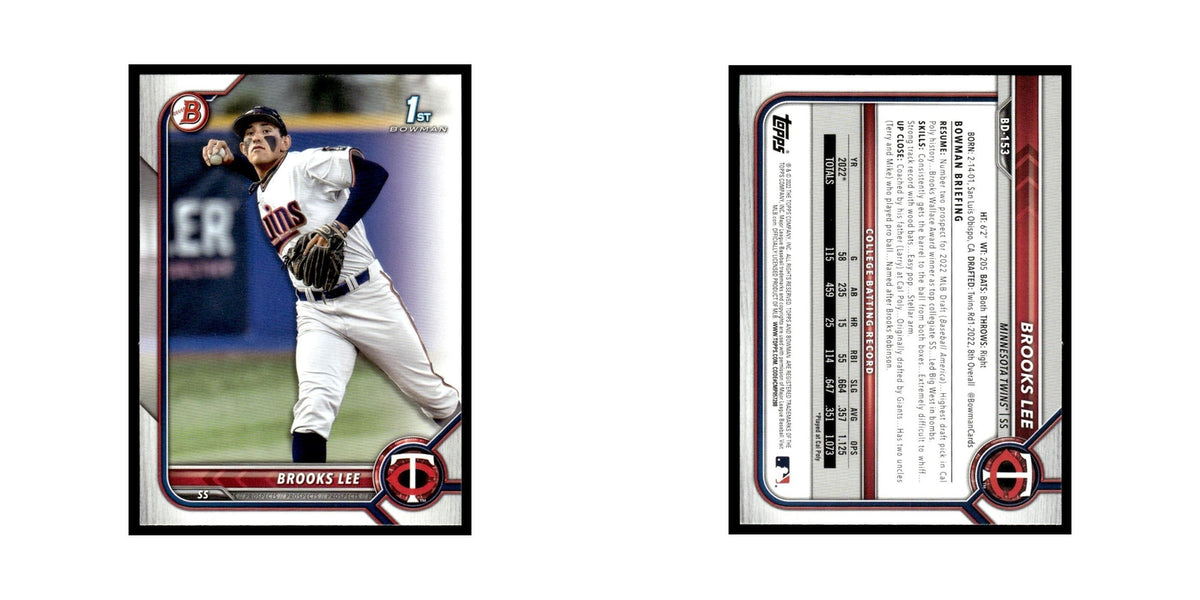 Brooks Lee 2022 Bowman Draft #BD-153 Minnesota Twins Baseball Card NM