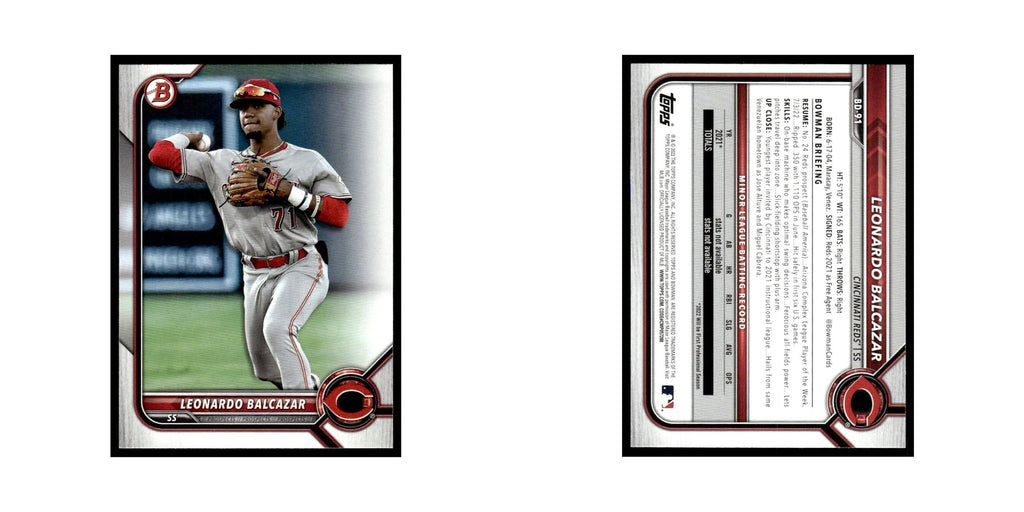 Leonardo Balcazar 2022 Bowman Draft #BD-91 Cincinnati Reds Baseball Card NM
