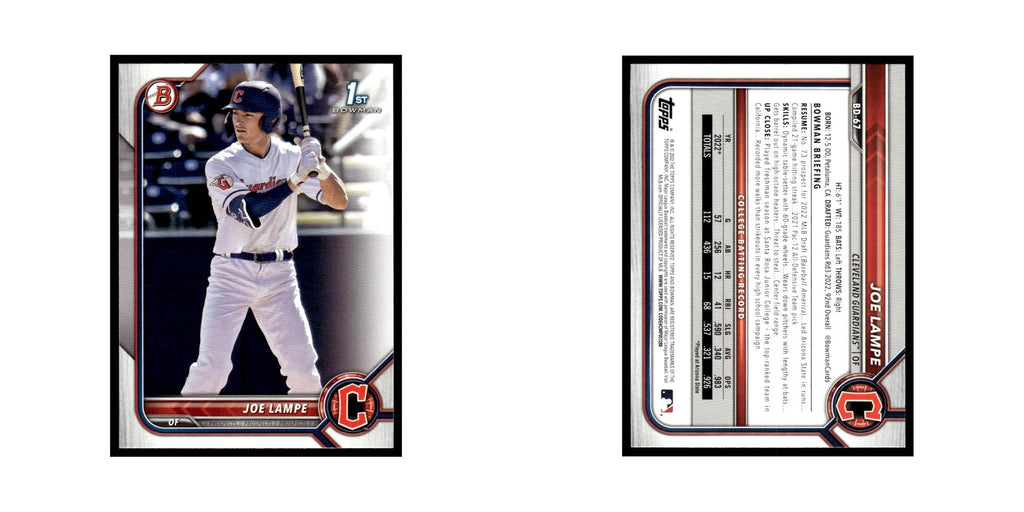 Joe Lampe 2022 Bowman Draft #BD-67 Cleveland Guardians Baseball Card NM