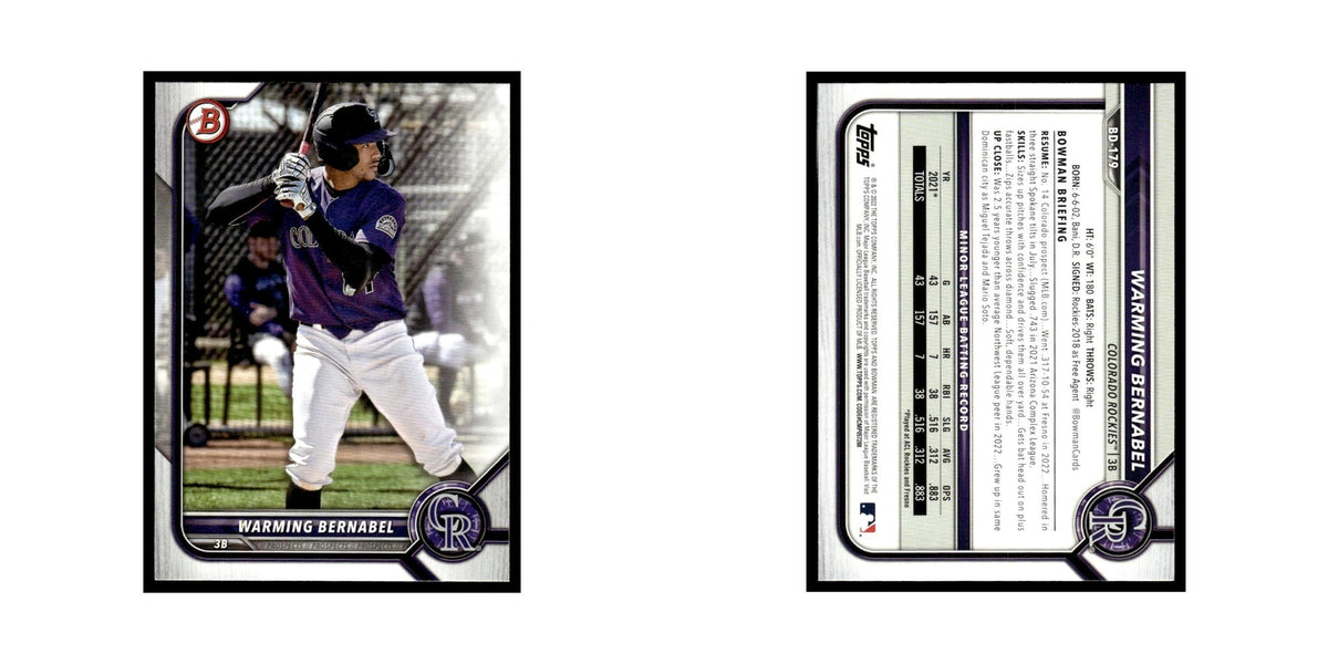 Warming Bernabel 2022 Bowman Draft #BD-179 Colorado Rockies Baseball Card NM