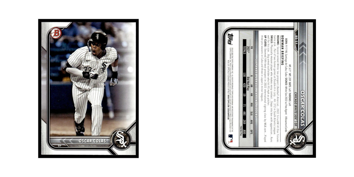 Oscar Colas 2022 Bowman Draft #BD-51 Chicago White Sox Baseball Card NM
