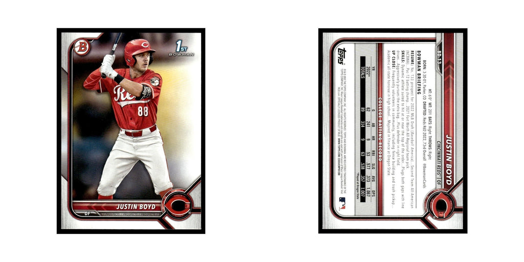 Justin Boyd 2022 Bowman Draft #BD-13 Cincinnati Reds Baseball Card NM