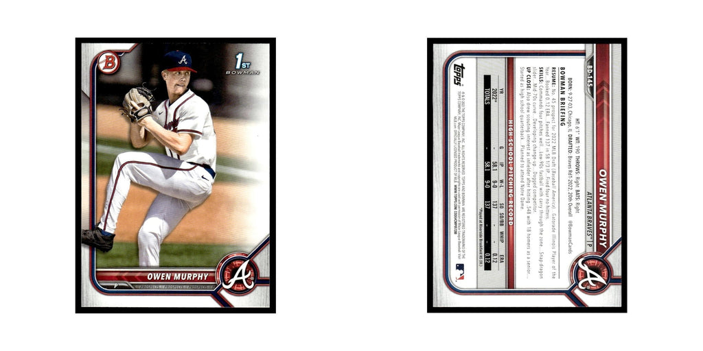 Owen Murphy 2022 Bowman Draft #BD-145 Atlanta Braves Baseball Card NM