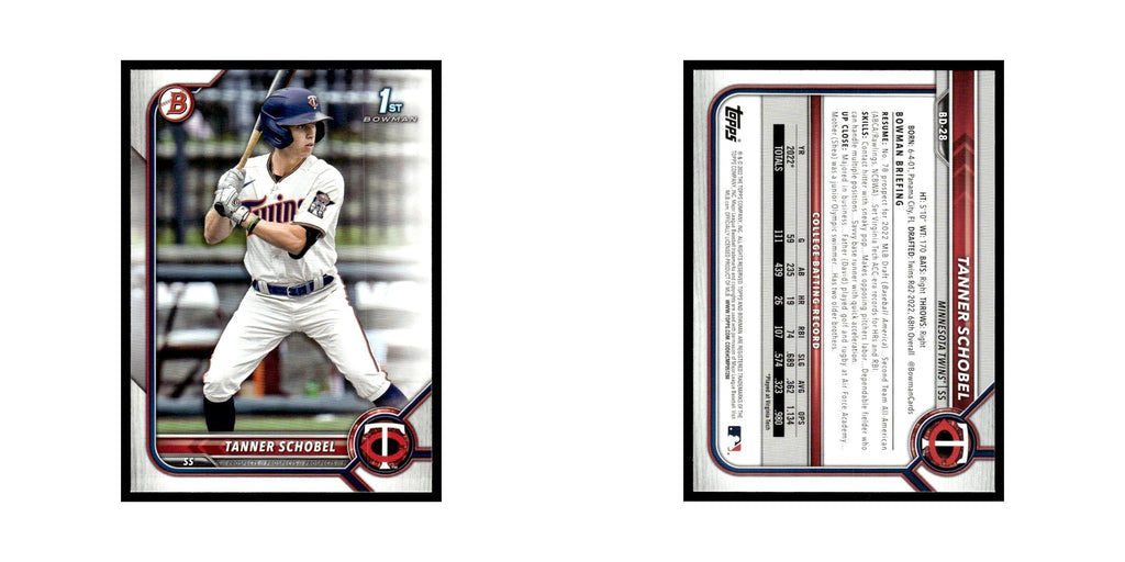 Tanner Schobel 2022 Bowman Draft #BD-28 Minnesota Twins Baseball Card NM