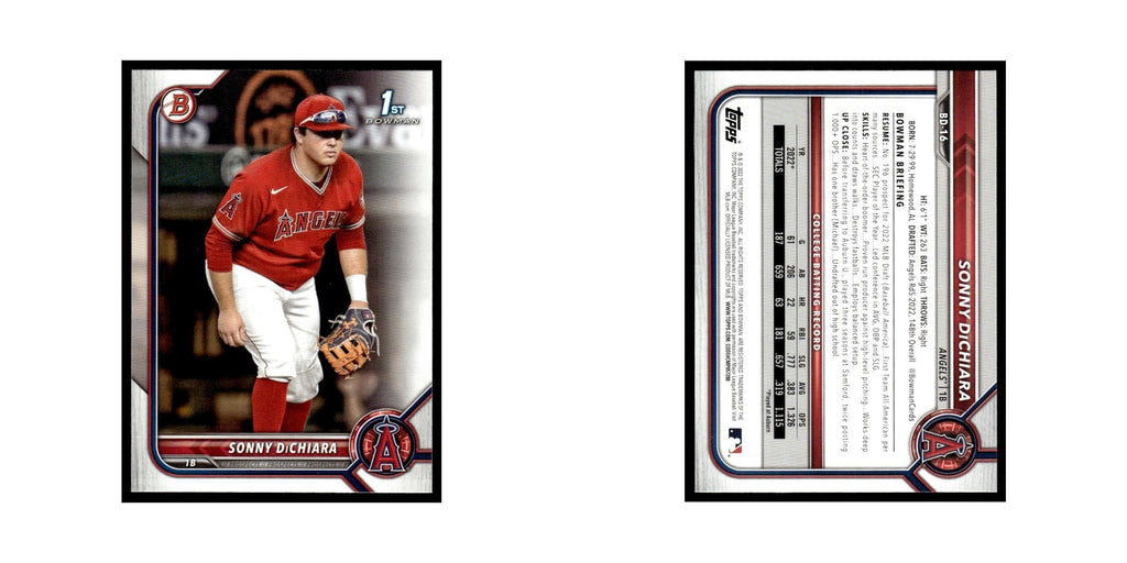 Sonny DiChiara 2022 Bowman Draft #BD-16 Los Angeles Angels Baseball Card NM