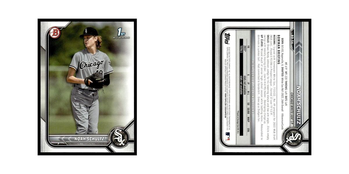 Noah Schultz 2022 Bowman Draft #BD-56 Chicago White Sox Baseball Card NM