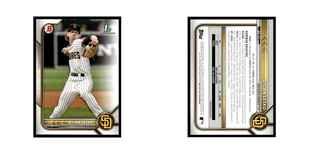 Dylan Lesko 2022 Bowman Draft #BD-27 San Diego Padres Baseball Card NM