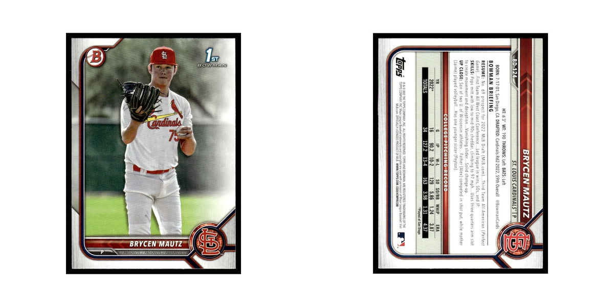 Brycen Mautz 2022 Bowman Draft #BD-124 St. Louis Cardinals Baseball Card NM