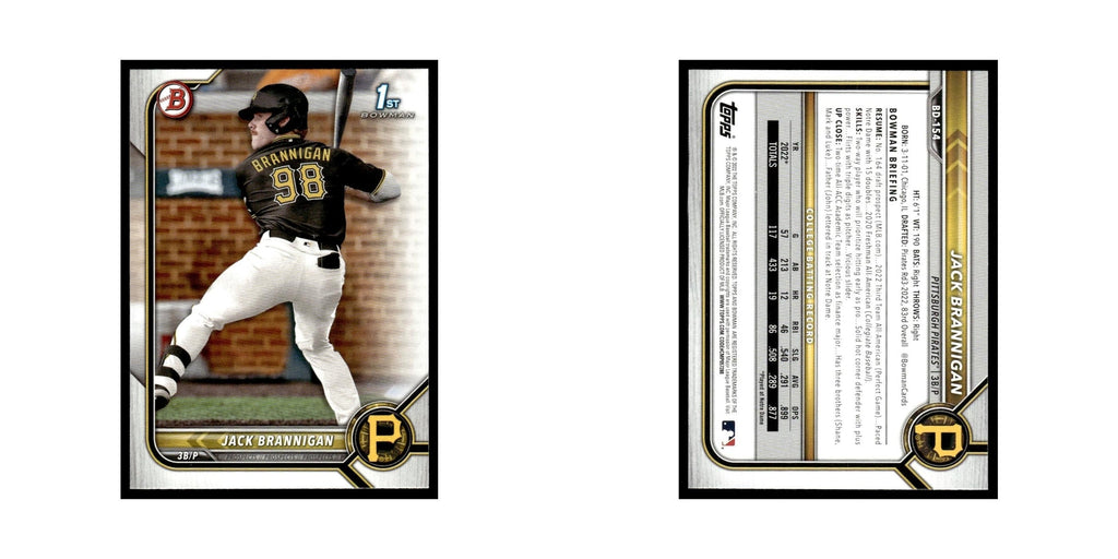 Jack Brannigan 2022 Bowman Draft #BD-154 Pittsburgh Pirates Baseball Card NM