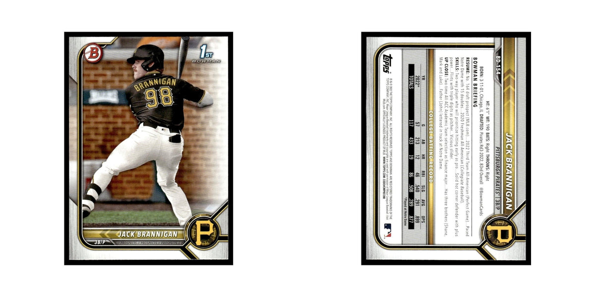 Jack Brannigan 2022 Bowman Draft #BD-154 Pittsburgh Pirates Baseball Card NM