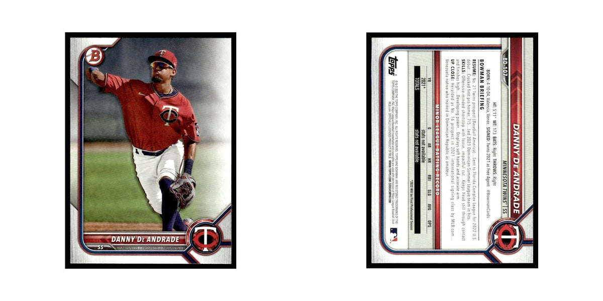 Danny De Andrade 2022 Bowman Draft #BD-107 Minnesota Twins Baseball Card NM