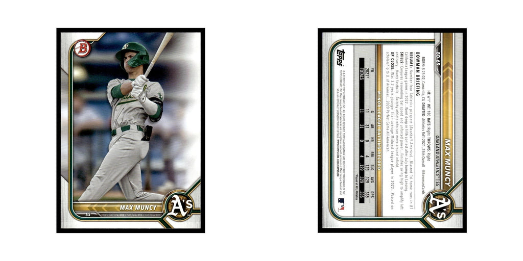 Max Muncy 2022 Bowman Draft #BD-69 Oakland Athletics Baseball Card NM