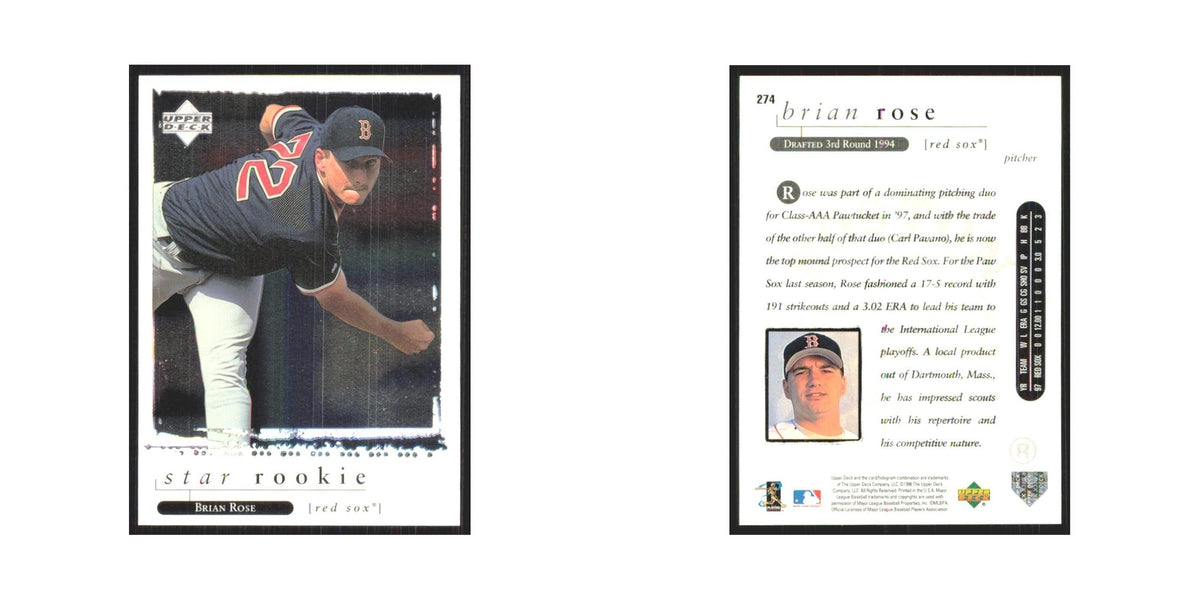 1998 Upper Deck Brian Rose RC Red Sox #274