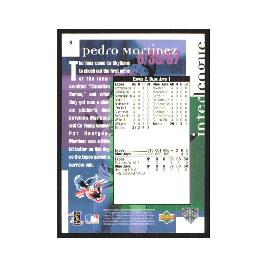 1998 Upper Deck Pedro Martinez Montreal Expos #6