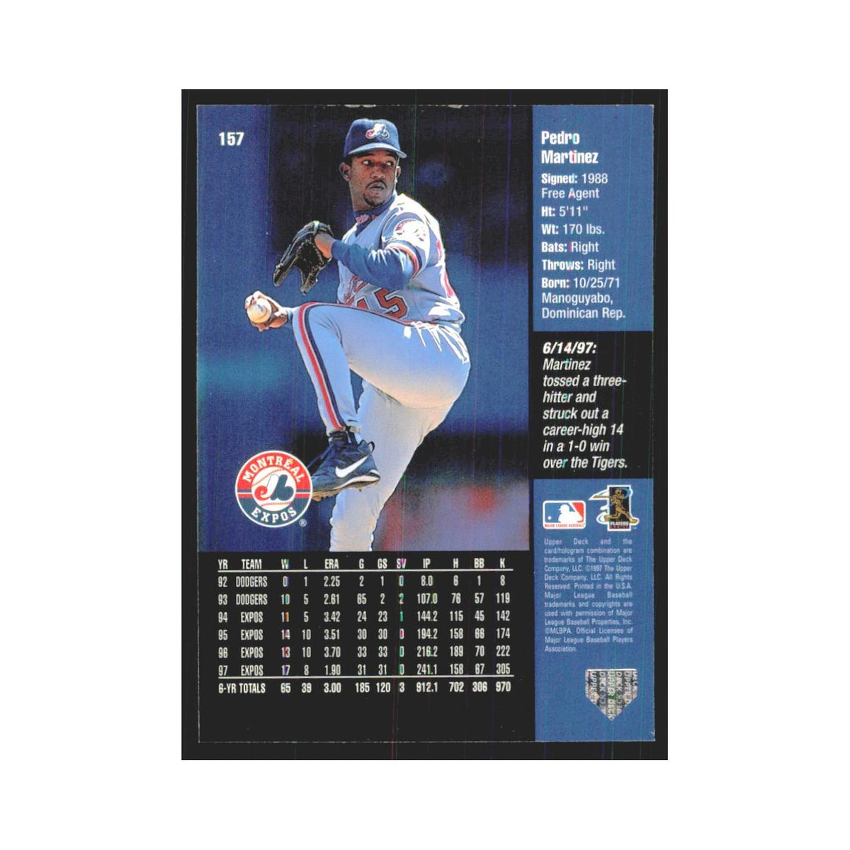 1998 Upper Deck Pedro Martinez Expos #157