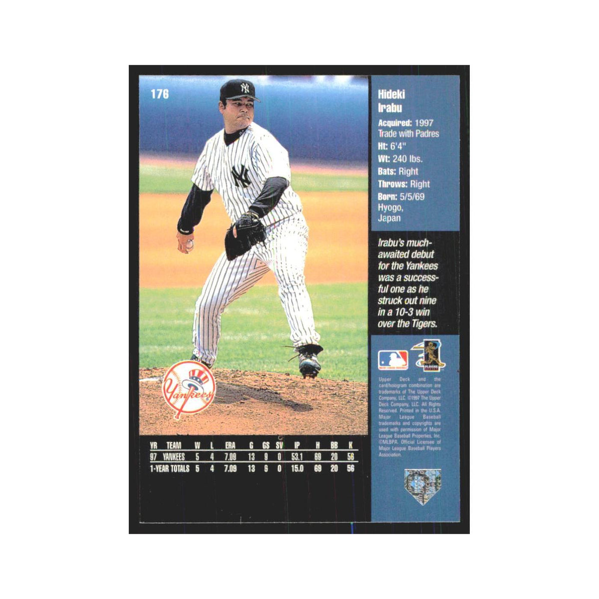 1998 Upper Deck Hideki Irabu Yankees #176
