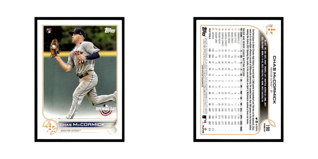 Chas McCormick Rookie 2022 Topps Opening Day #190 Houston Astros NM