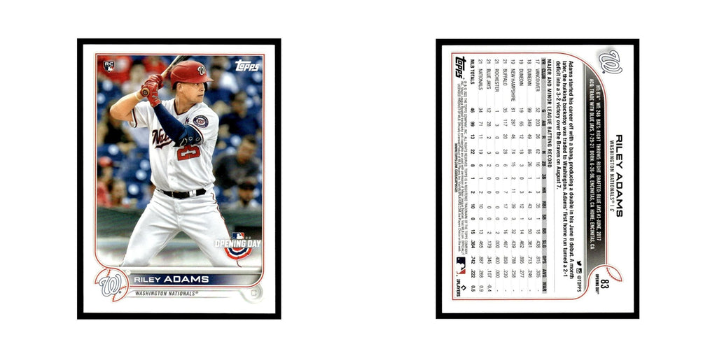 Riley Adams Rookie 2022 Topps Opening Day #83 Washington Nationals NM