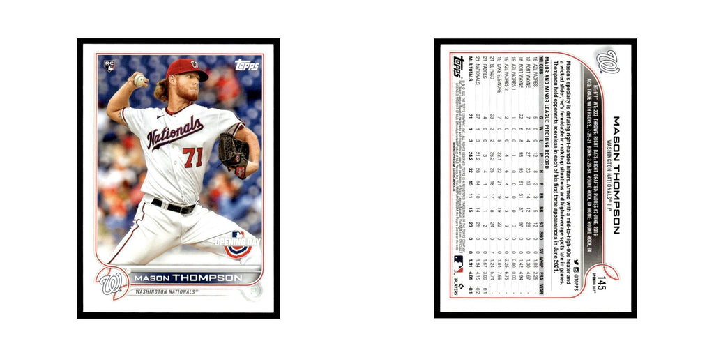 Mason Thompson Rookie 2022 Topps Opening Day #145 Washington Nationals NM