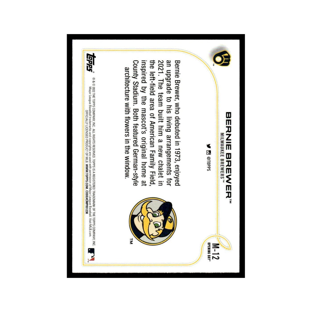 Bernie Brewer 2022 Topps Opening Day #M-12 Milwaukee Brewers Baseball Card NM