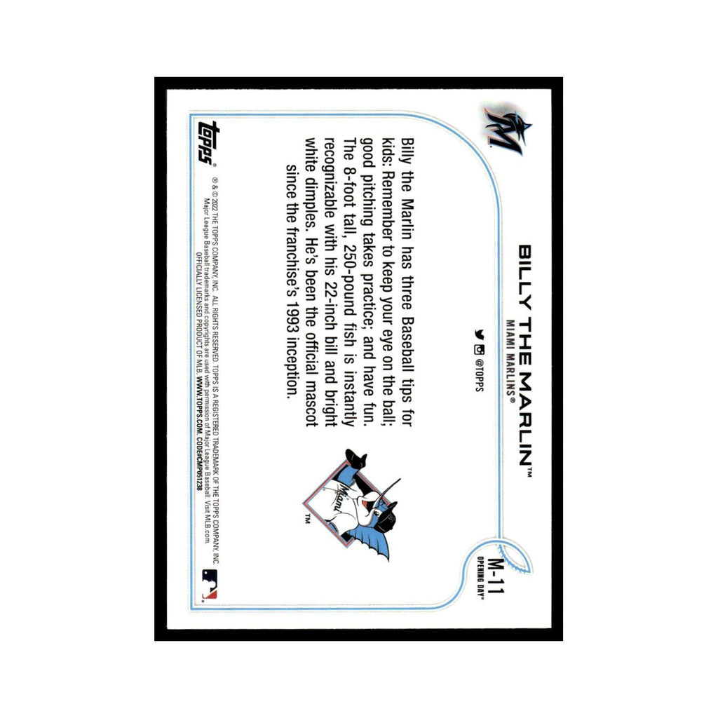 Billy the Marlin 2022 Topps Opening Day #M-11 Miami Marlins Baseball Card NM