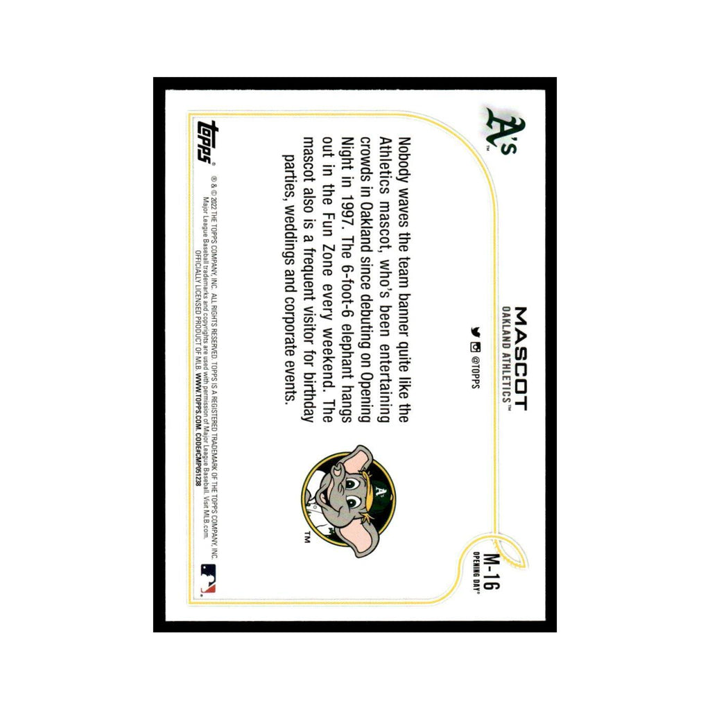 Mascot 2022 Topps Opening Day #M-16 Oakland Athletics Baseball Card NM