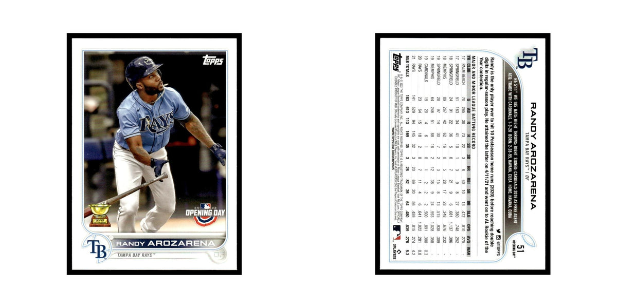 Randy Arozarena 2022 Topps Opening Day #51 Tampa Bay Rays Baseball Card NM