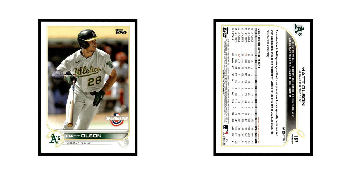 Matt Olson 2022 Topps Opening Day #187 Oakland Athletics Baseball Card NM