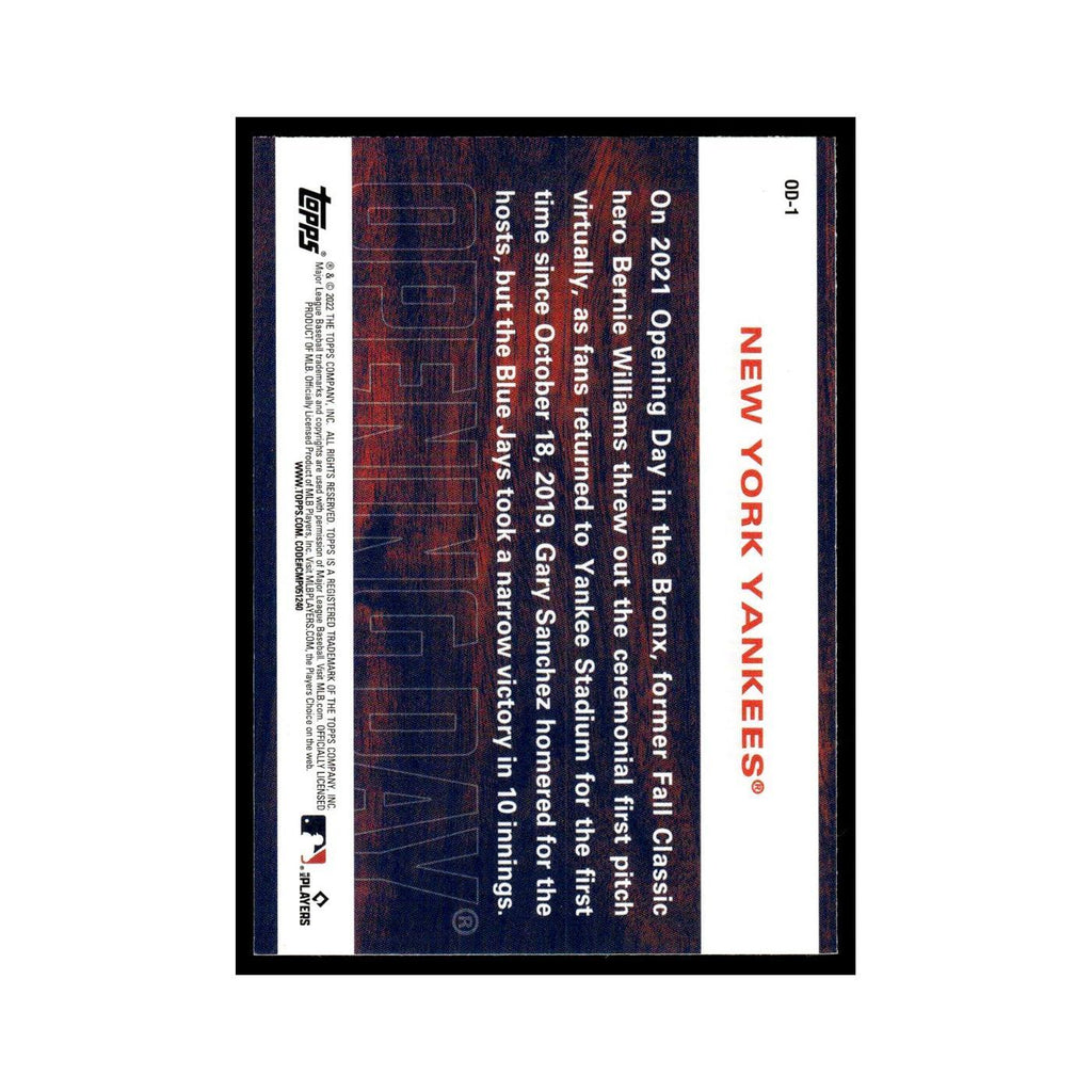 New York Yankees 2022 Topps Opening Day #OD-1 Baseball Card NM