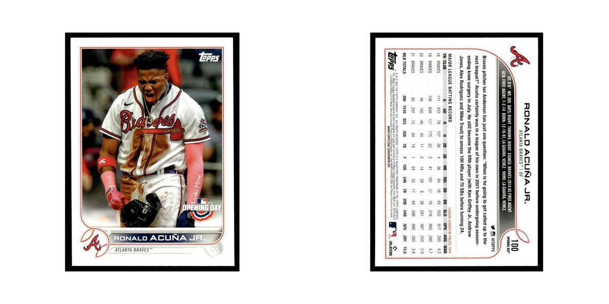 Ronald Acuna Jr. 2022 Topps Opening Day #100 Atlanta Braves Baseball Card NM