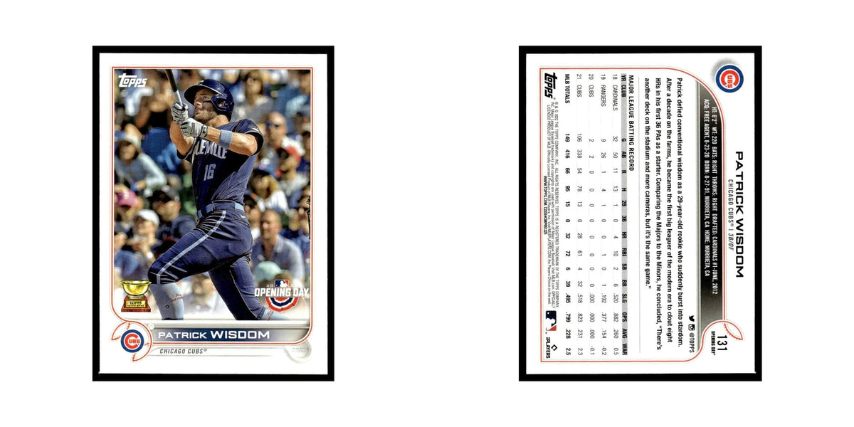 Patrick Wisdom 2022 Topps Opening Day #131 Chicago Cubs Baseball Card NM