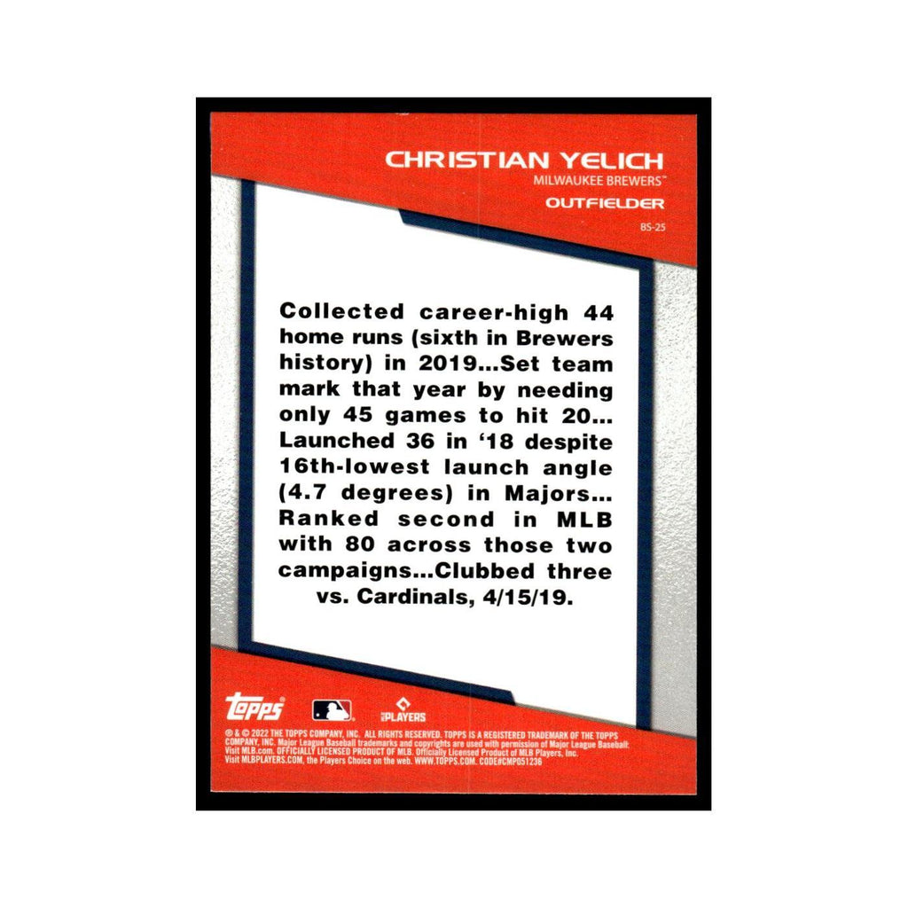Christian Yelich 2022 Topps Opening Day #BS-25 Milwaukee Brewers NM