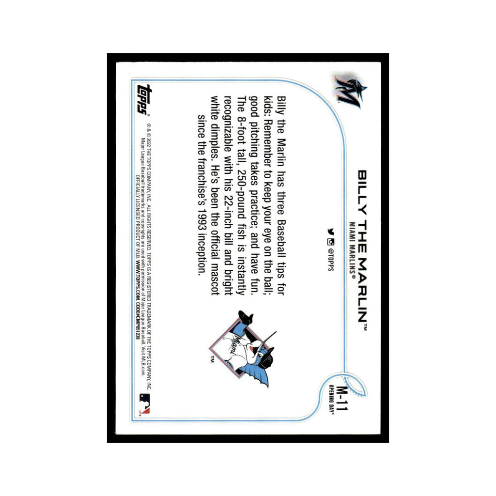 Billy the Marlin 2022 Topps Opening Day #M-11 Miami Marlins Baseball Card NM