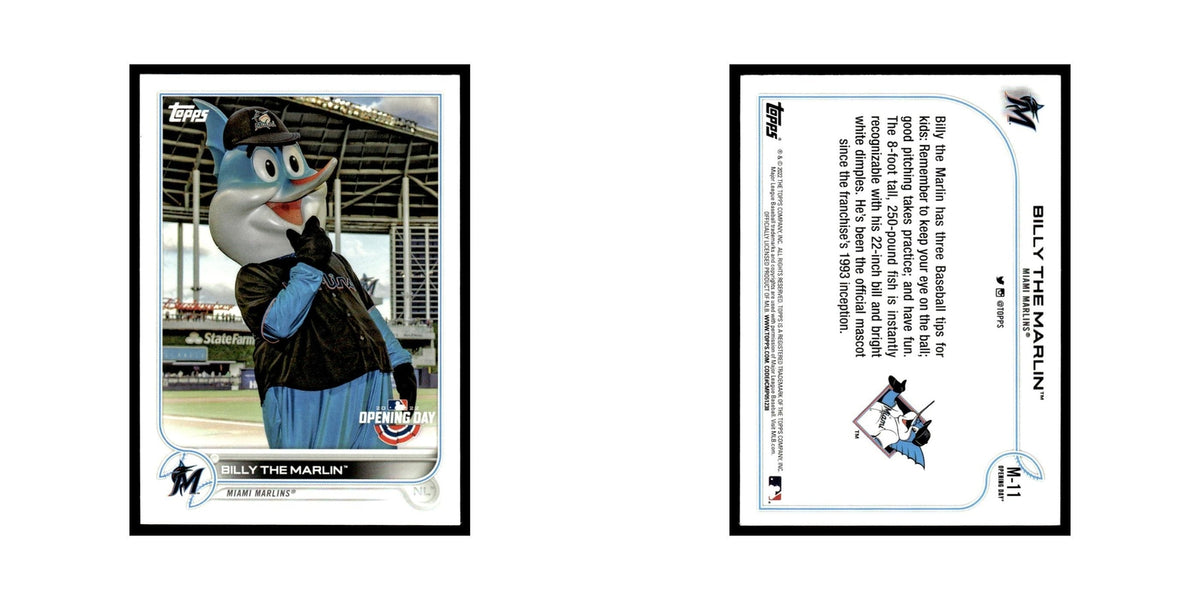 Billy the Marlin 2022 Topps Opening Day #M-11 Miami Marlins Baseball Card NM