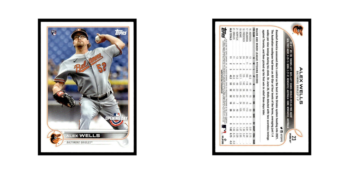 Alex Wells Rookie 2022 Topps Opening Day #23 Baltimore Orioles Baseball Card NM