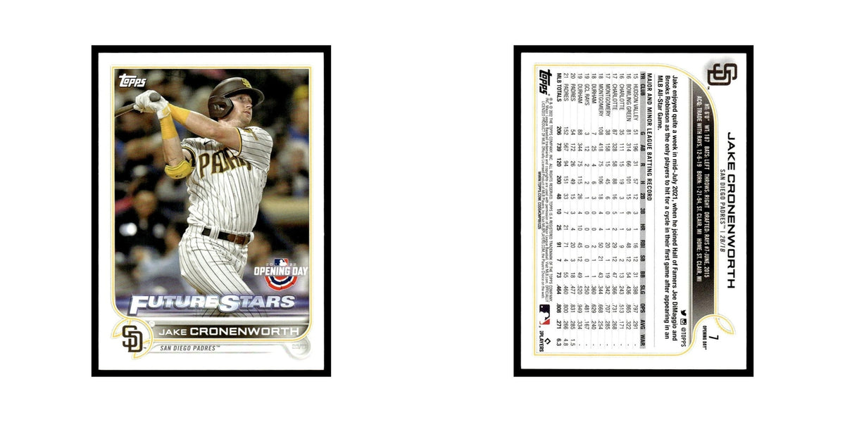 Jake Cronenworth 2022 Topps Opening Day #7 San Diego Padres Baseball Card NM