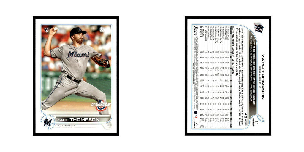 Zach Thompson 2022 Topps Opening Day #11 Miami Marlins Baseball Card NM