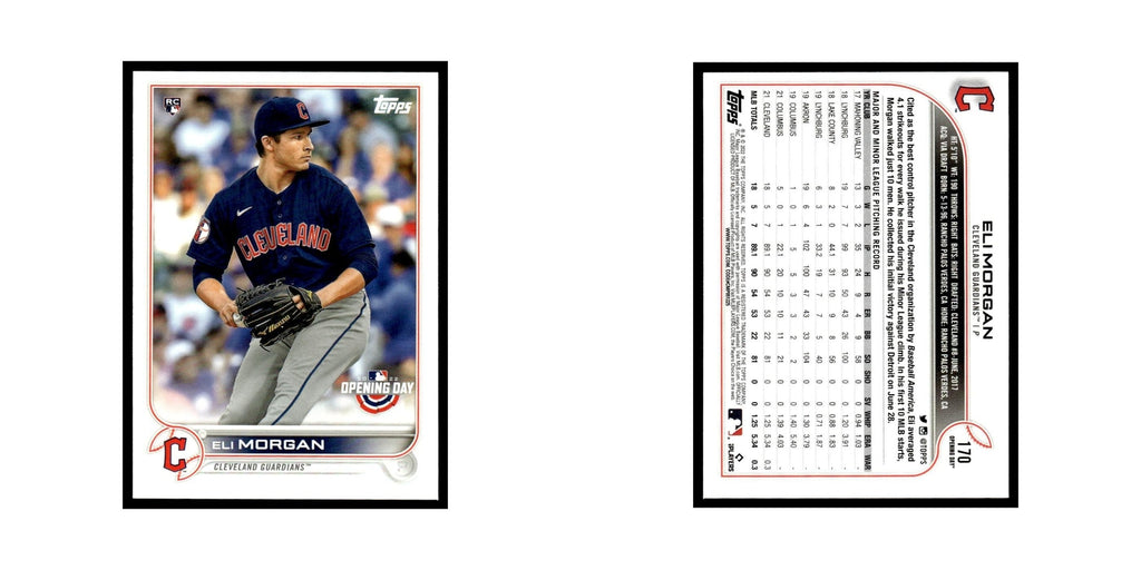 Eli Morgan Rookie 2022 Topps Opening Day #170 Cleveland Guardians NM
