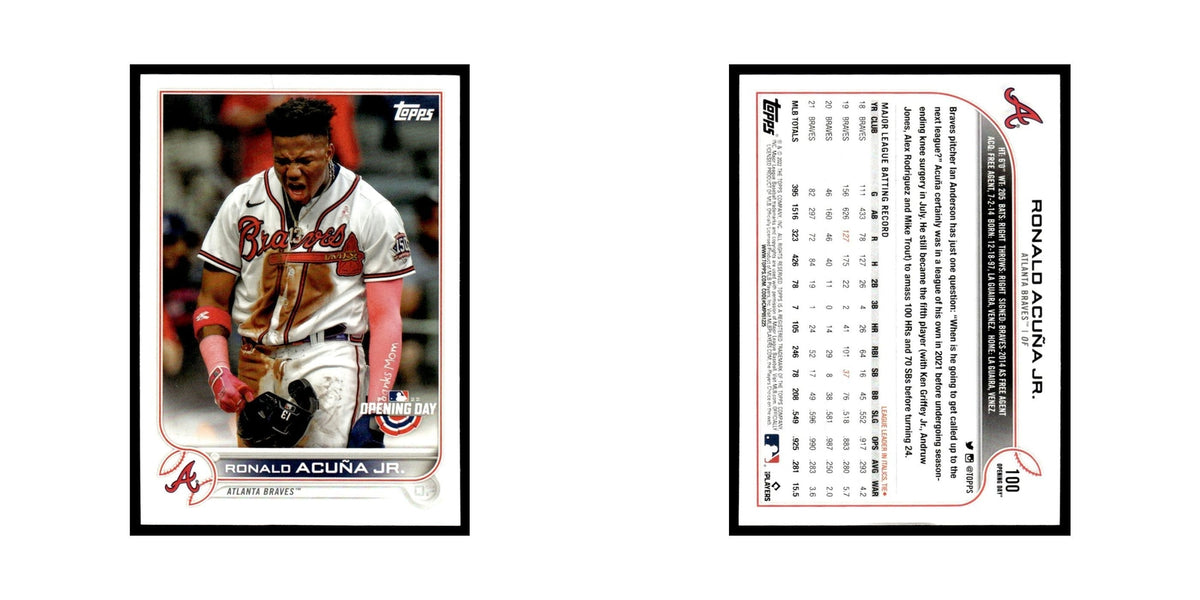 Ronald Acuna Jr. 2022 Topps Opening Day #100 Atlanta Braves Baseball Card NM
